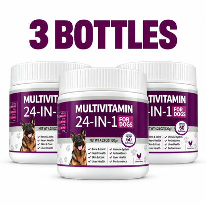 24 in 1 Dog Multivitamin Soft Chews 60 Count Chicken Flavor Daily Nutrition Supplement for Skin Coat Joint Support Pet Care 120g