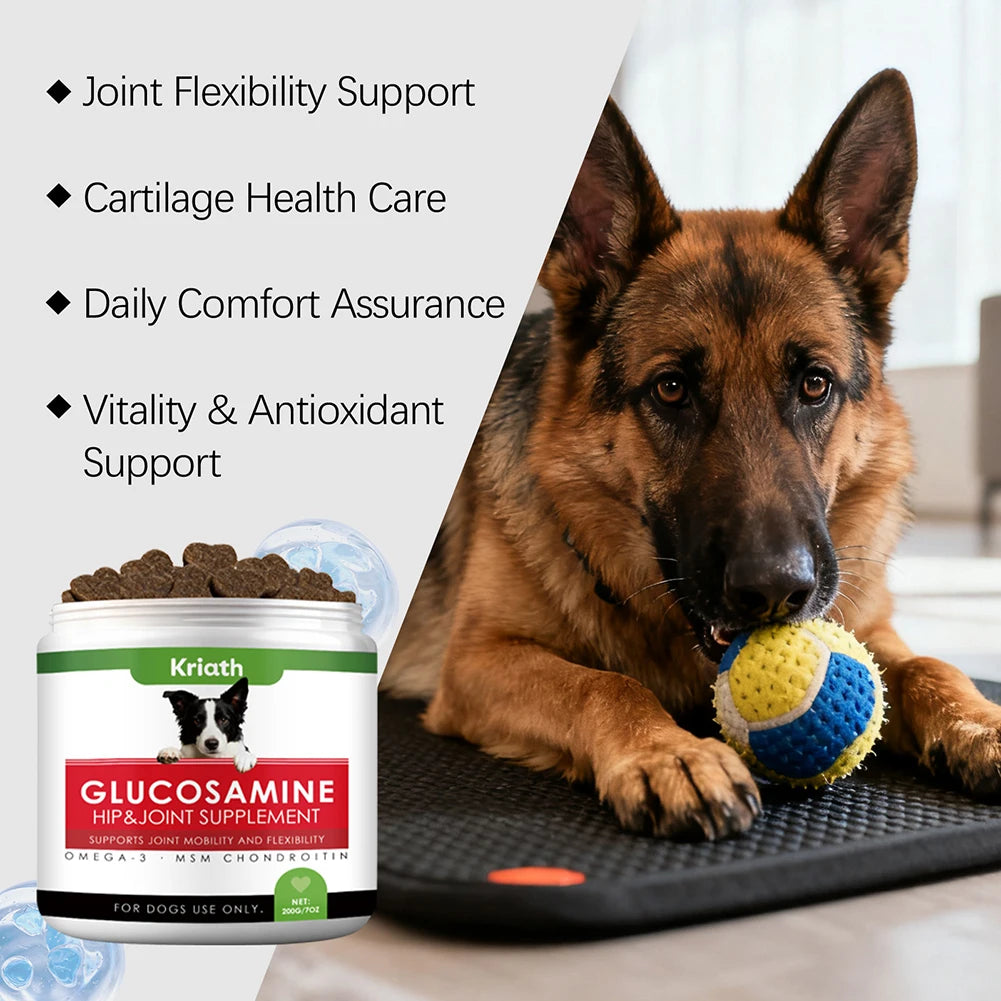 200g Premium Dog Joint Support Chews Fast-Acting Mobility Aid For Senior & Active Dogs Reduce Stiffness Improve Comfort