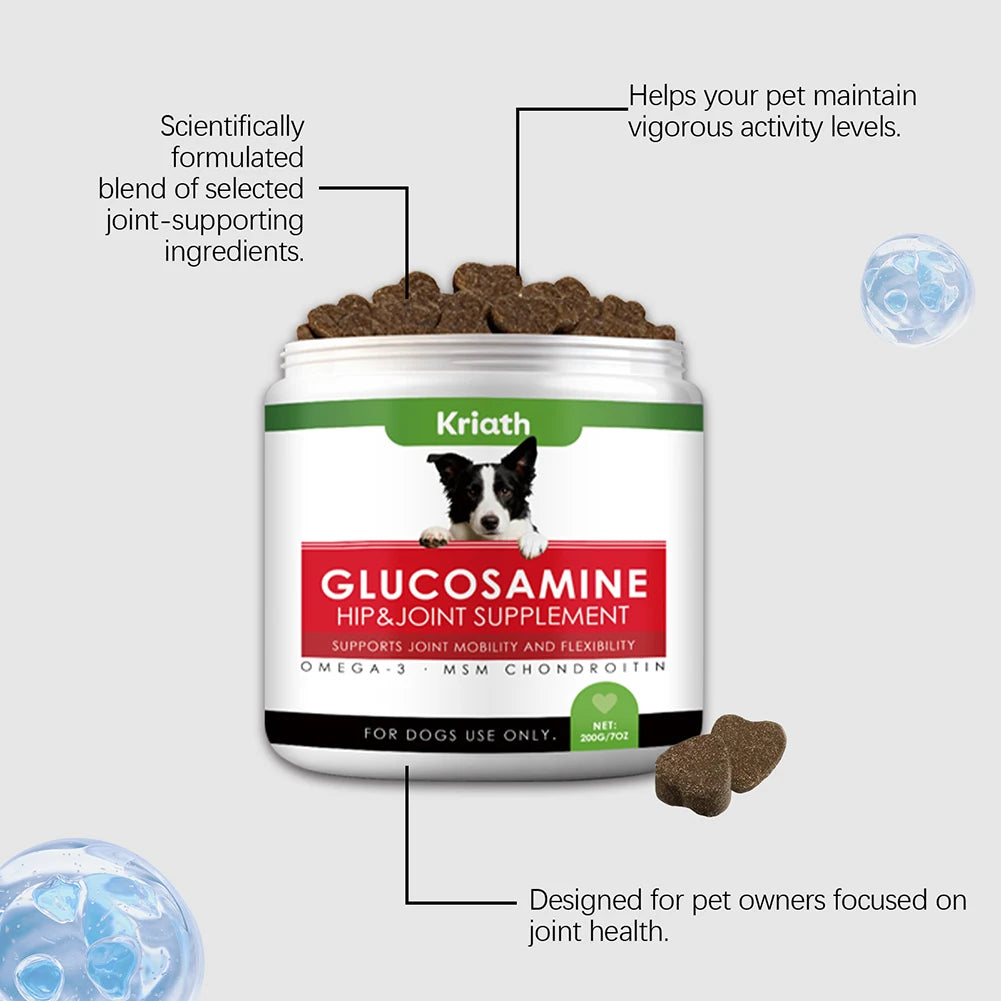 200g Premium Dog Joint Support Chews Fast-Acting Mobility Aid For Senior & Active Dogs Reduce Stiffness Improve Comfort