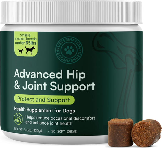 Advanced Dog Hip and Joint Supplement for Small & Medium Breeds Dog - Glucosamine Chondroitin, Omega 3 MSM Green Lipped Mussel
