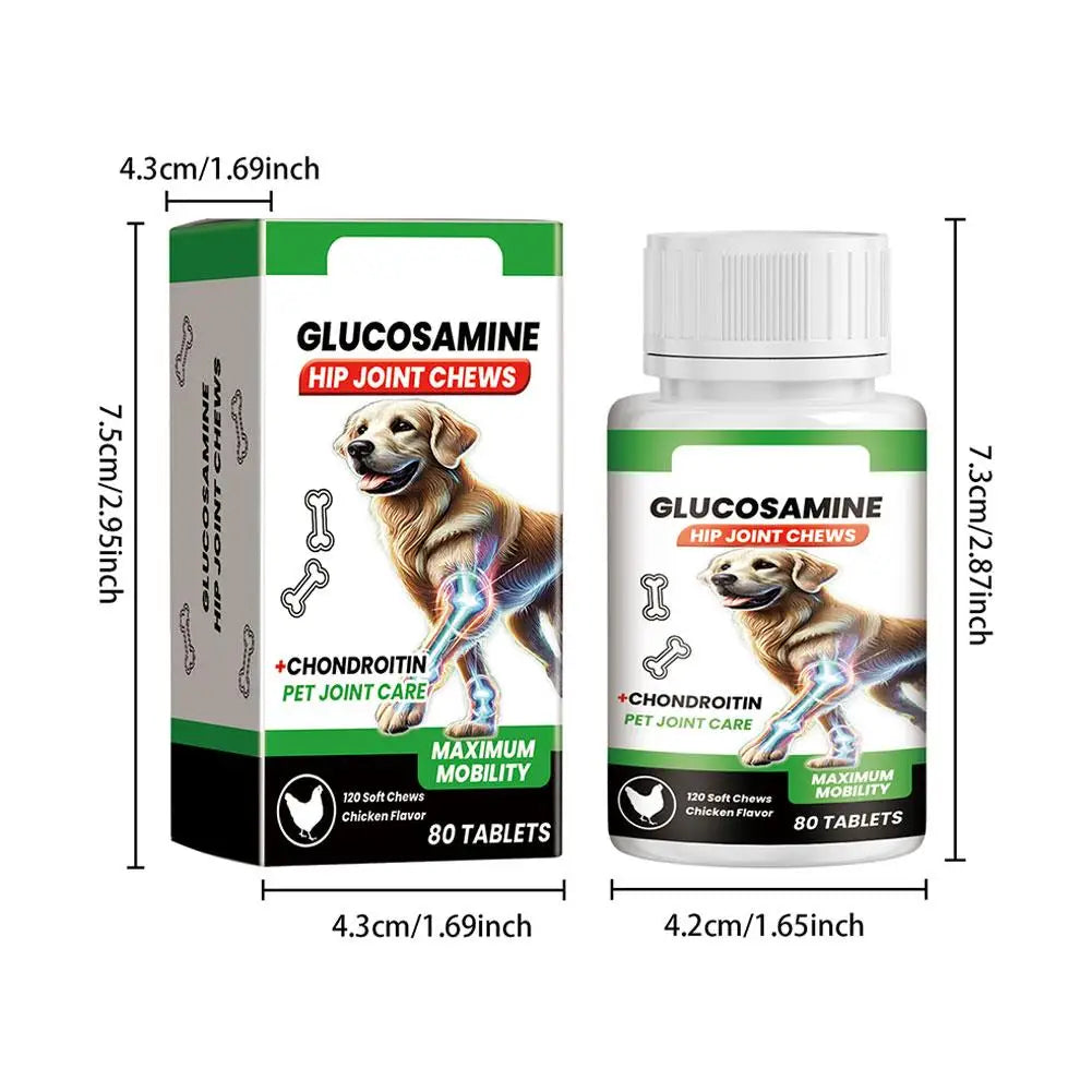 80 Tablets Dog Joint Support Pet Hip Care Glucosamine Chondroitin Mobility Improvement Dog Joint Support Tablets 1/3/5PCS