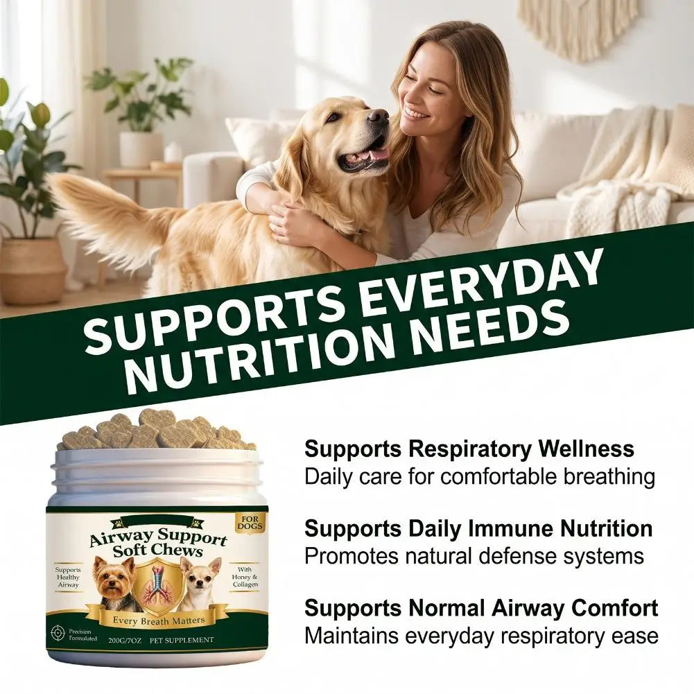 Dogs Airway Support Soft Chews Heart Wellness Vital Energy Support Maintain Healthy Hair Radiance Daily Nutrients Supplement
