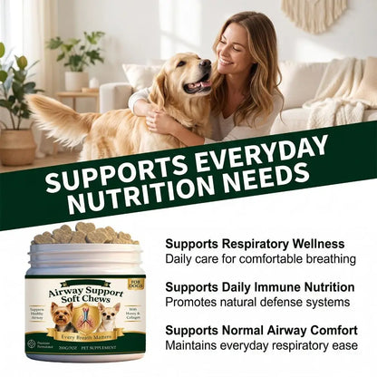Dogs Airway Support Soft Chews Heart Wellness Vital Energy Support Maintain Healthy Hair Radiance Daily Nutrients Supplement