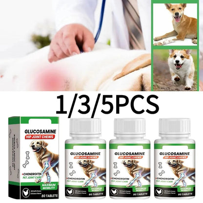 80 Tablets Dog Joint Support Pet Hip Care Glucosamine Chondroitin Mobility Improvement Dog Joint Support Tablets 1/3/5PCS