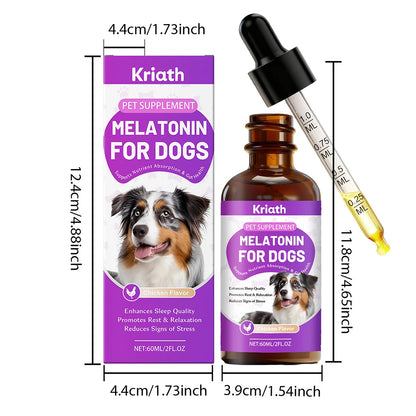 60ml Dog Melatonin For Dogs,Calming Stress Relief Drops,Pet Skin Soothing Drops For Dogs Sensitive Skin Pet Supplies