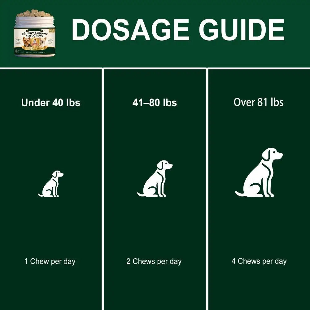 Dogs Airway Support Soft Chews Heart Wellness Vital Energy Support Maintain Healthy Hair Radiance Daily Nutrients Supplement