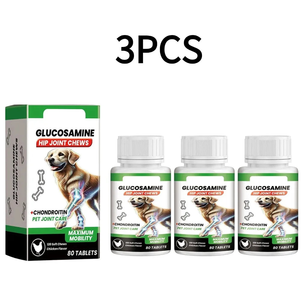 80 Tablets Dog Joint Support Pet Hip Care Glucosamine Chondroitin Mobility Improvement Dog Joint Support Tablets 1/3/5PCS