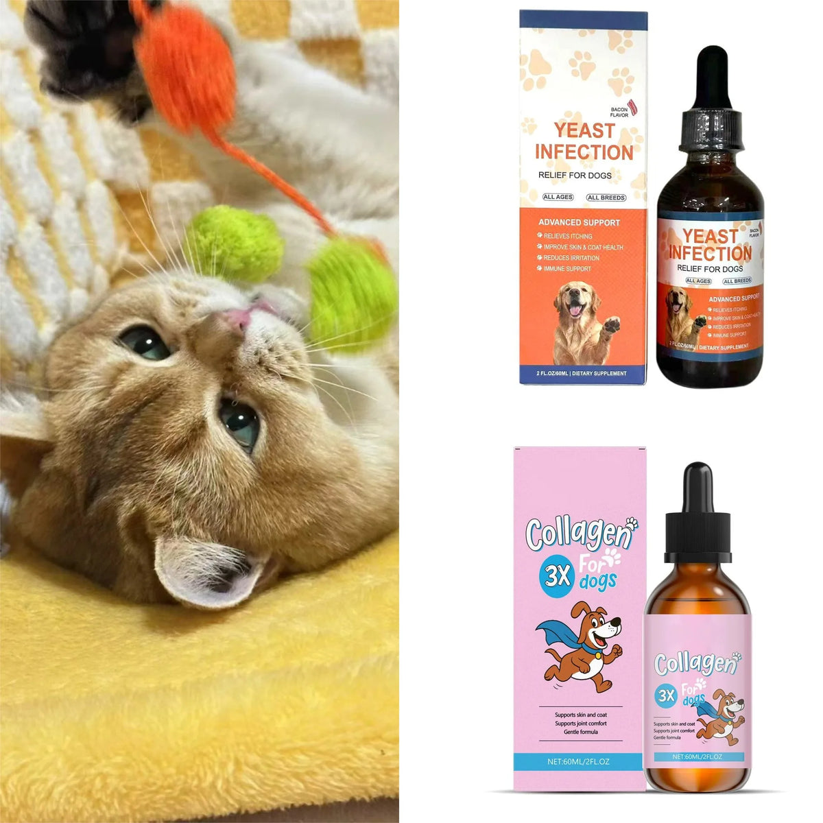 1/2PCS Dog Pet Drops Gentle Care Supplement To Maintain Healthy Coat and Skin Dog Collagen Drops Gentle Formula for Coat & Skin
