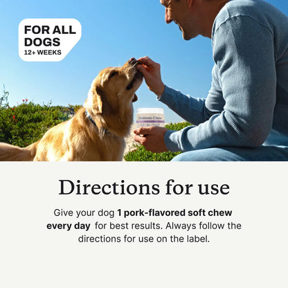 Probiotic Chews for Dogs - Probiotics for Gut Health, Occasional Diarrhea, Digestive Health & Seasonal Allergies, Beef Flavor