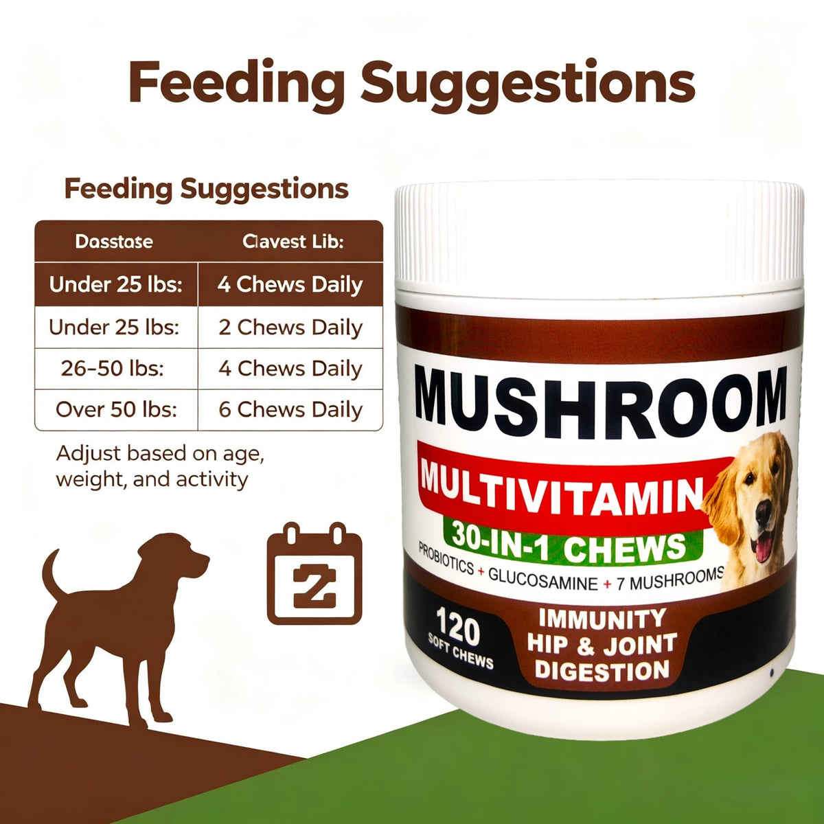 Mushroom Supplement for Dogs - Mushrooms for Dogs - 120 Chews