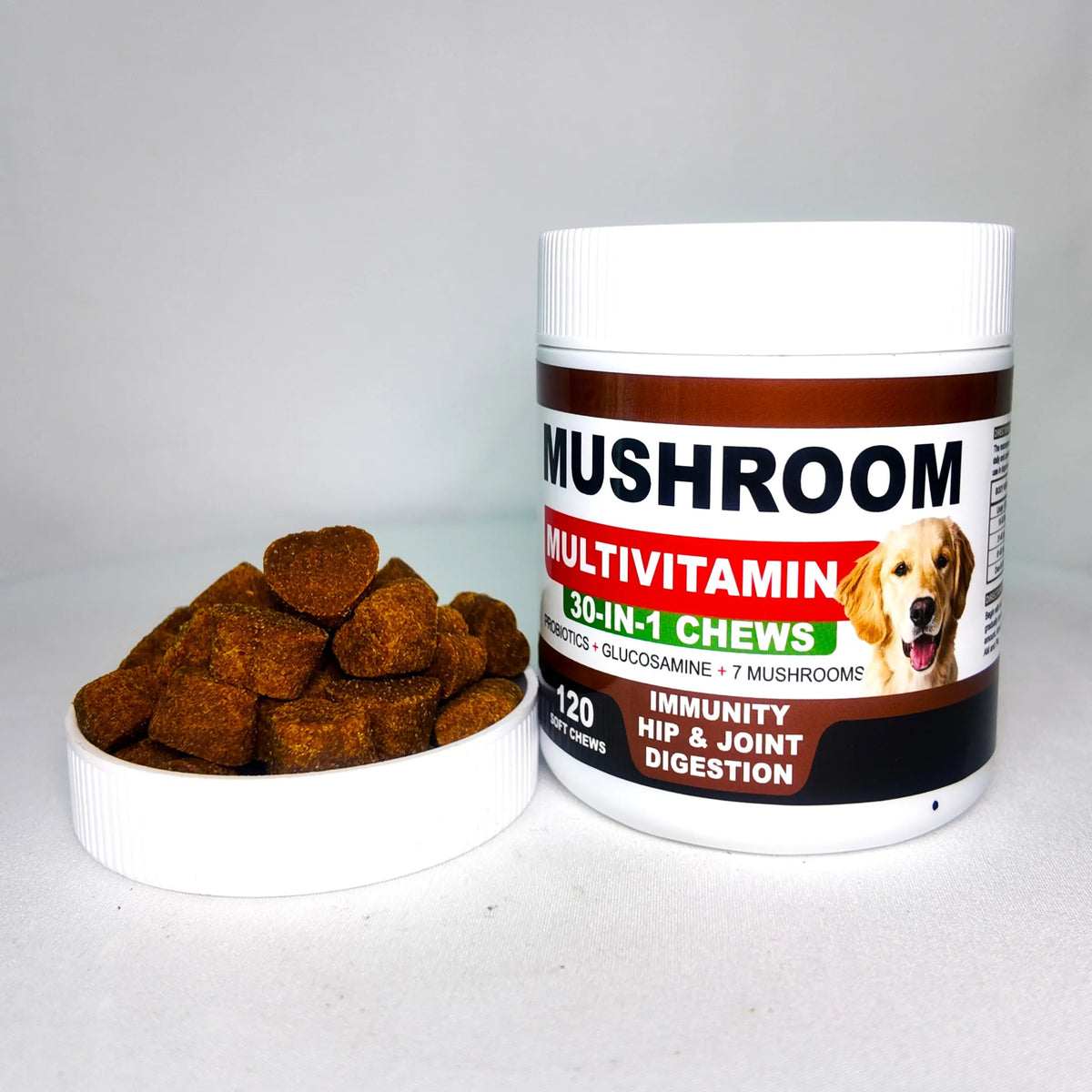 Mushroom Supplement for Dogs - Mushrooms for Dogs - 120 Chews