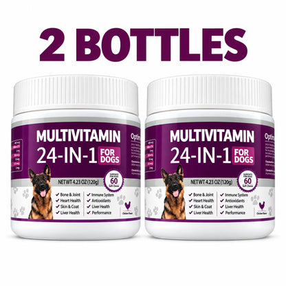 24 in 1 Dog Multivitamin Soft Chews 60 Count Chicken Flavor Daily Nutrition Supplement for Skin Coat Joint Support Pet Care 120g