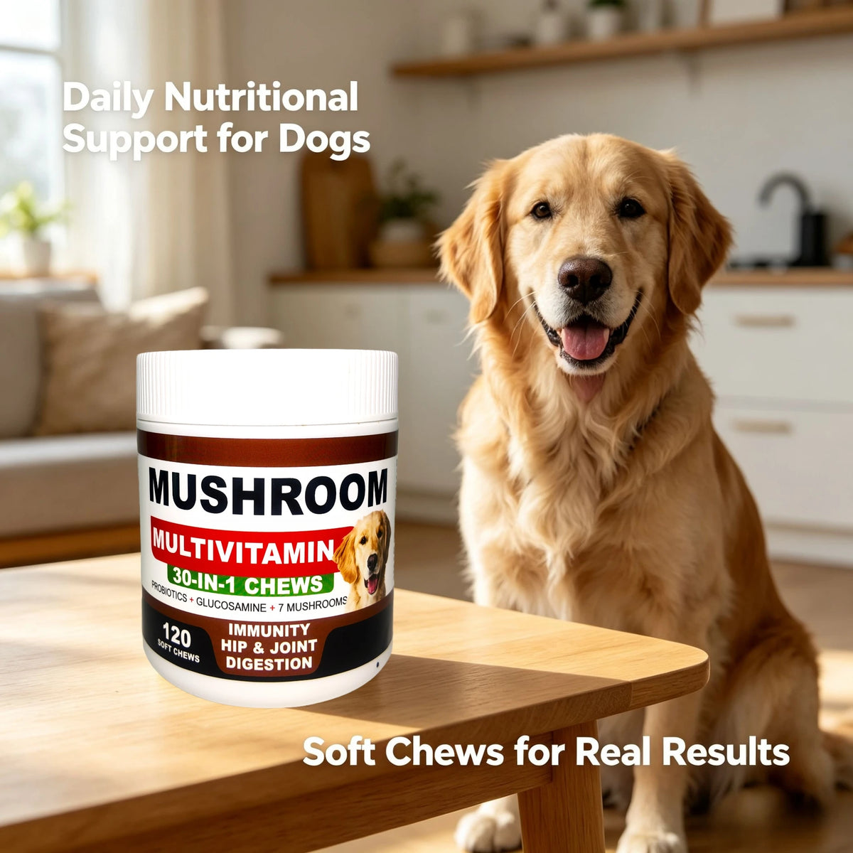 Mushroom Supplement for Dogs - Mushrooms for Dogs - 120 Chews