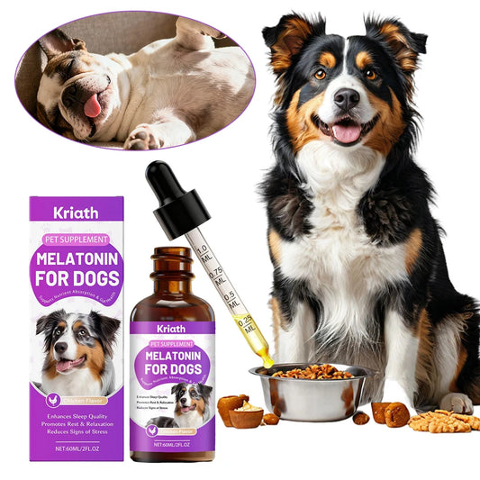 60ml Dog Melatonin For Dogs,Calming Stress Relief Drops,Pet Skin Soothing Drops For Dogs Sensitive Skin Pet Supplies