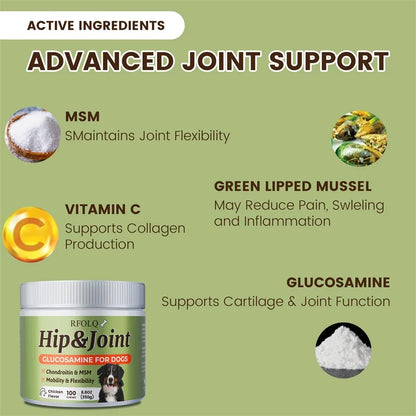 Hip & Joint Chews - Reduce Discomfort, Enhance Joint Flexibility, Maintain Bone and Joint Health, Promotes Healthy Skin and Coat
