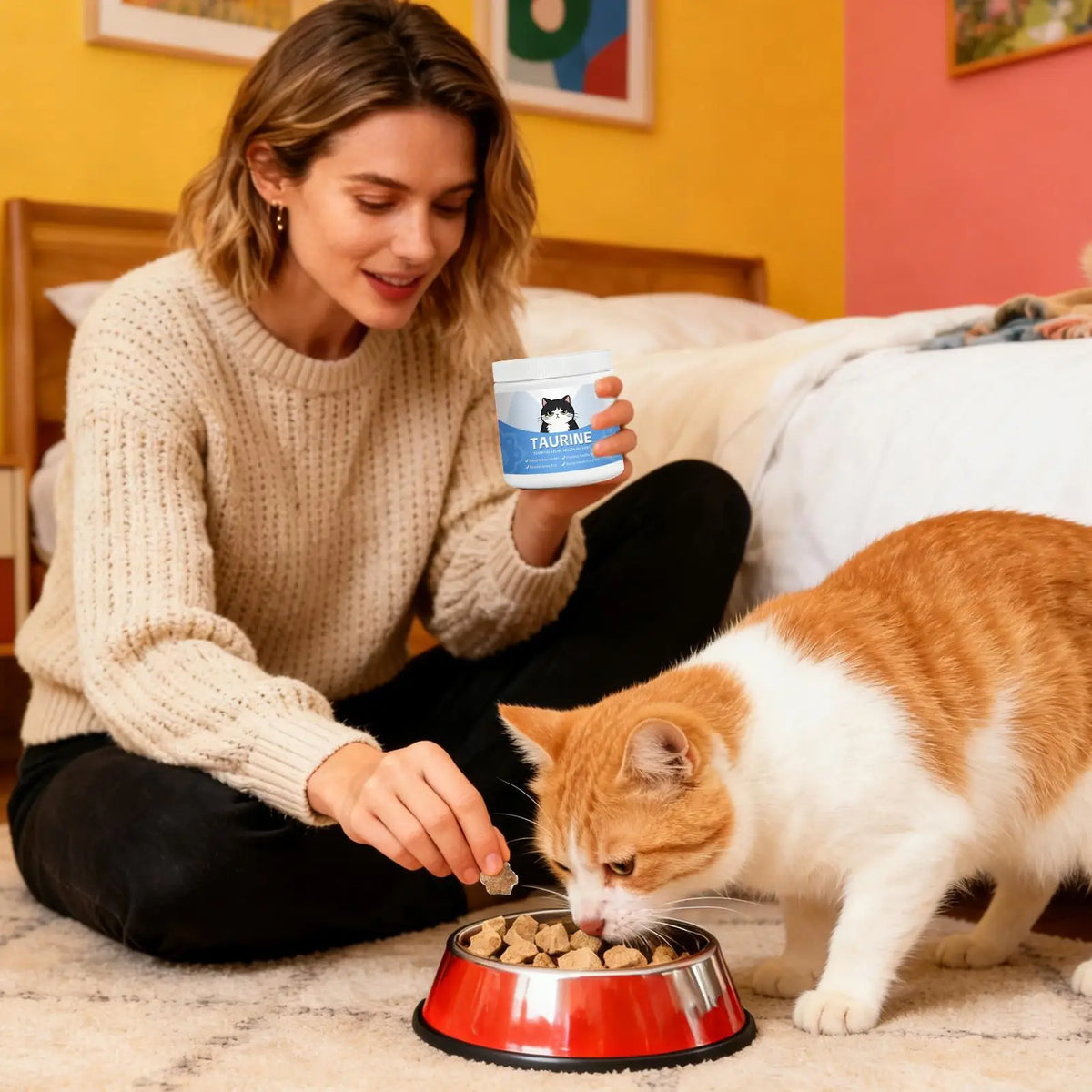 Pet Taurine Powder Maintain Normal Heart Function Protect Visual Function Multivitamin Gentle Formula Cat Nutritional Supplement