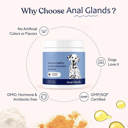 Anal Gland Chews for Dogs, Support for Healthy Scooting & Poop, Probiotics for Firm Stools, Digestive Gas Relief & Gland Comfort
