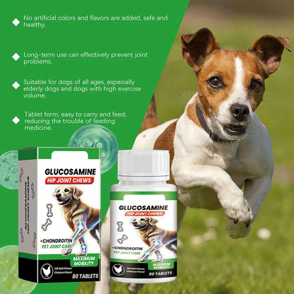 80 Tablets Dog Joint Support Pet Hip Care Glucosamine Chondroitin Mobility Improvement Dog Joint Support Tablets 1/3/5PCS