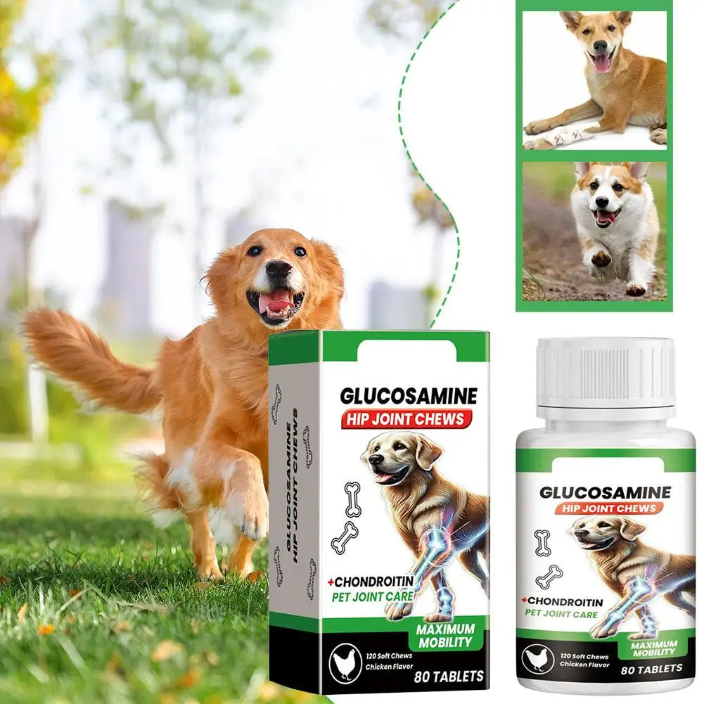 80 Tablets Dog Joint Support Pet Hip Care Glucosamine Chondroitin Mobility Improvement Dog Joint Support Tablets 1/3/5PCS
