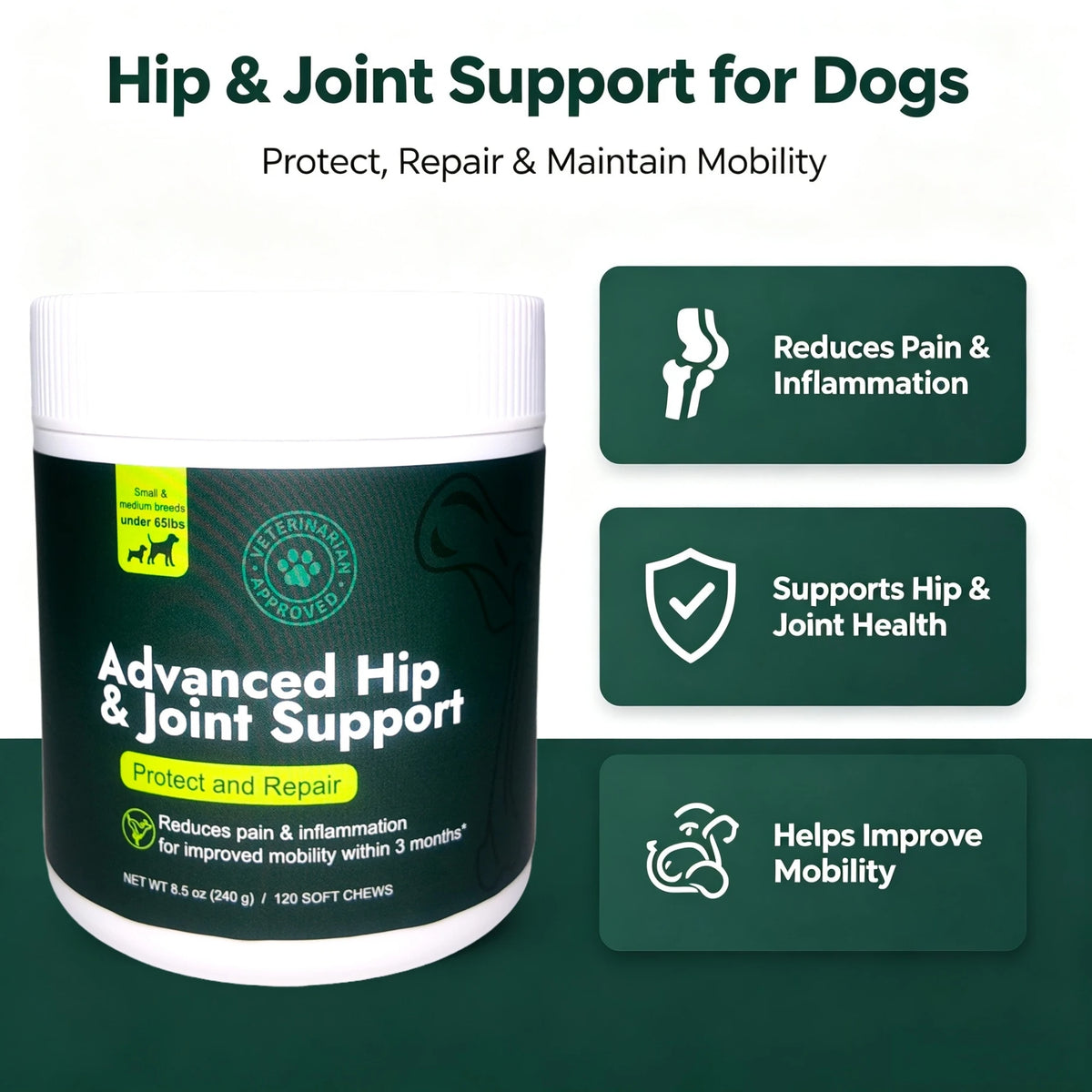 Dog Advanced Hip & Joint Support Soft Chews 120pcs